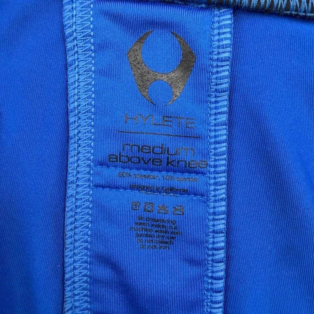Hylete Above Knee Training Shorts Mens Medium Blue Grey Athletic Gym Workout